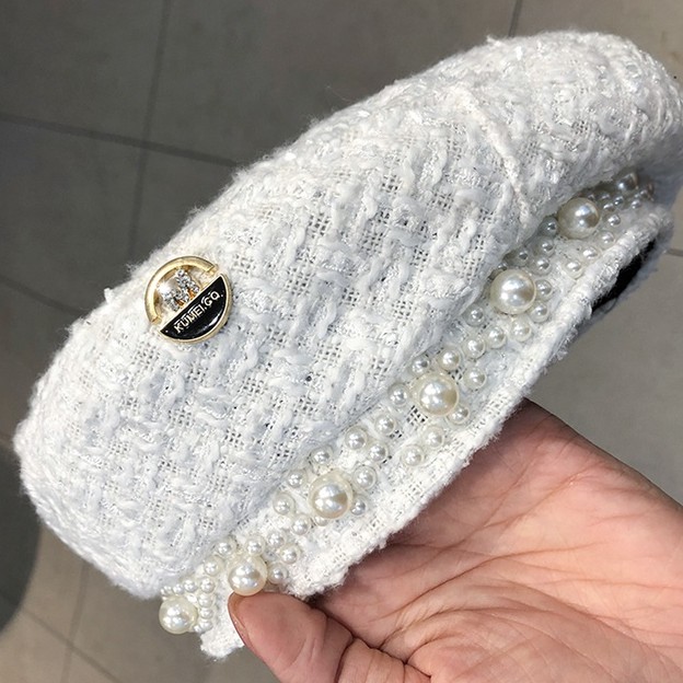 Mũ nồi đính đá hạt ngọc trai kiểu dáng thời trang cho nữ