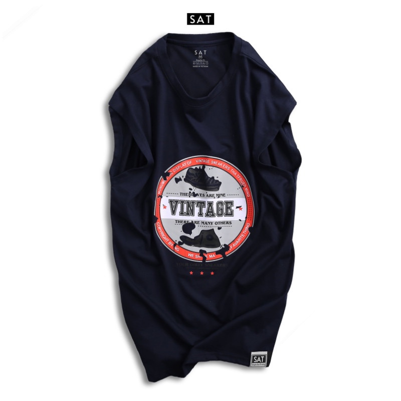 Áo thun ba lỗ tanktop nam VINTAGE-02, vải cotton mềm mịn, dày dặn, trẻ trung chuẩn form SAT
