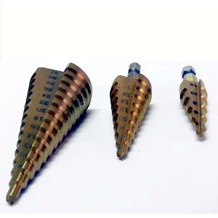 Bộ 3 mũi khoan bước titanium 4-32mm