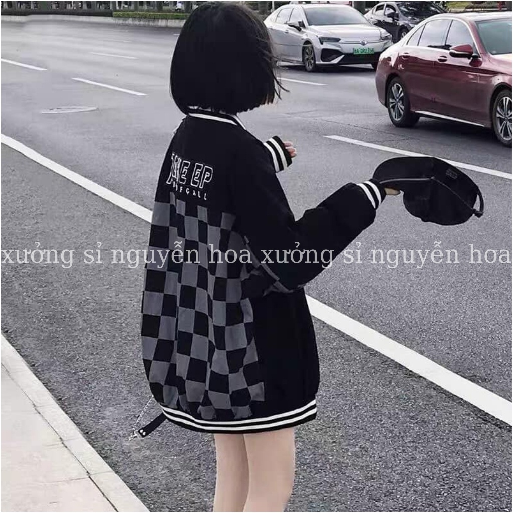 Áo khoác bomber nam nữ Takeep form rộng unisex chất nỉ dày dặn họa tiết cờ caro siêu ngầu đẹp chuẩn ảnh | BigBuy360 - bigbuy360.vn