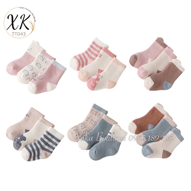 Set 3 Đôi Tất Bé Trai Bé Gái [BABY SOCKS] Dày Ấm Cổ Cao Cho Bé | Tất Dày Cho Bé 0-7 tuổi