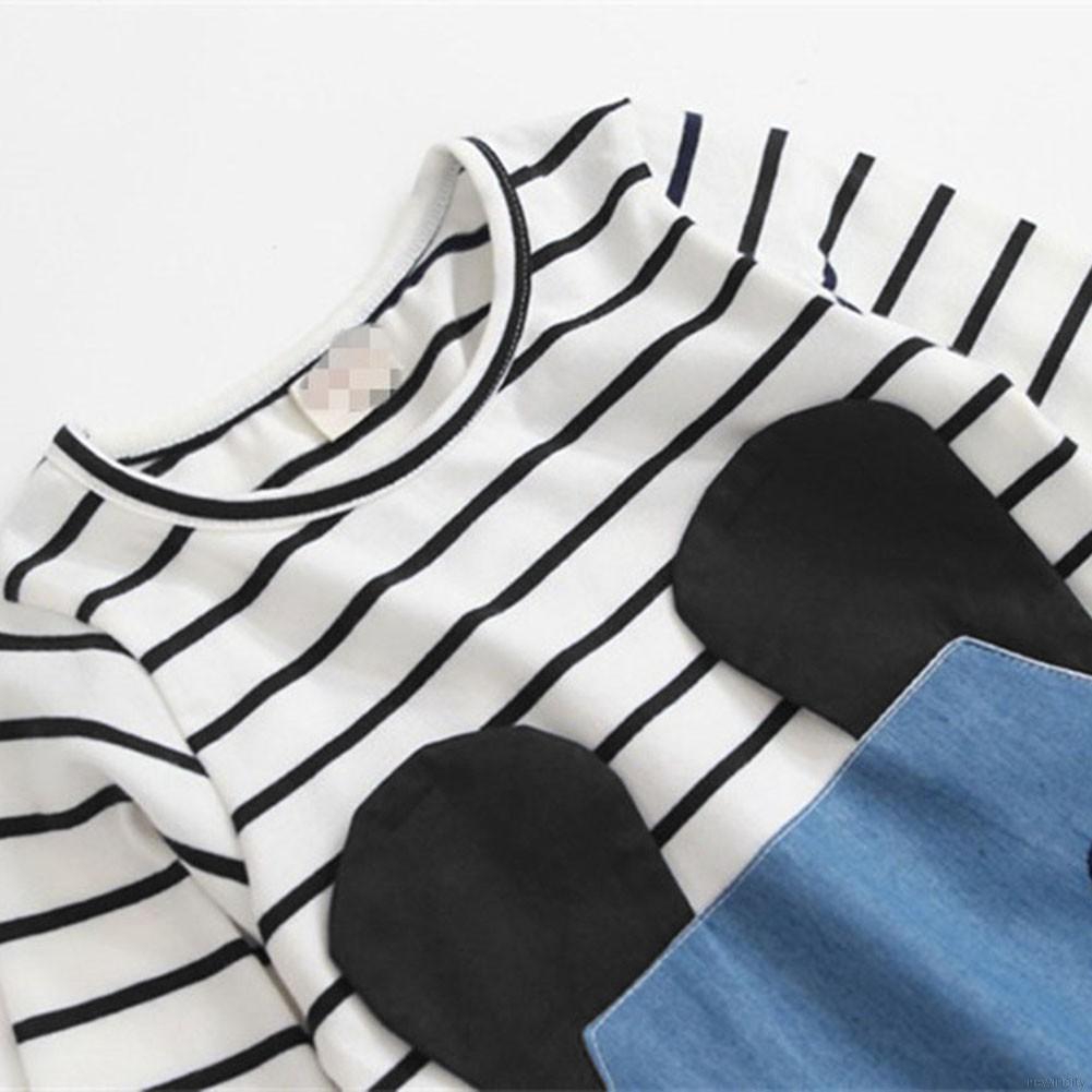 Đầm bé gái sọc ngang in hình động vật