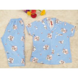 Sỉ, lẻ Bộ pijama lụa thái tay ngắn quần lửng bao đẹp, bao giặt máy