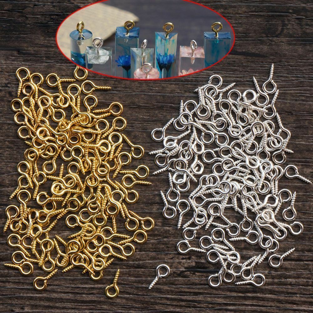 200Pcs Wholesale Silver Plated Screw Eye Pin Peg Tail Jewelry Making Findings Craft