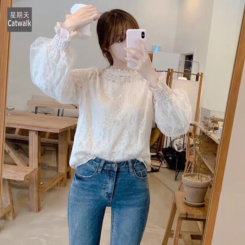 Áo ren 2 lớp tay bồng voan tơ bánh bèo | BigBuy360 - bigbuy360.vn