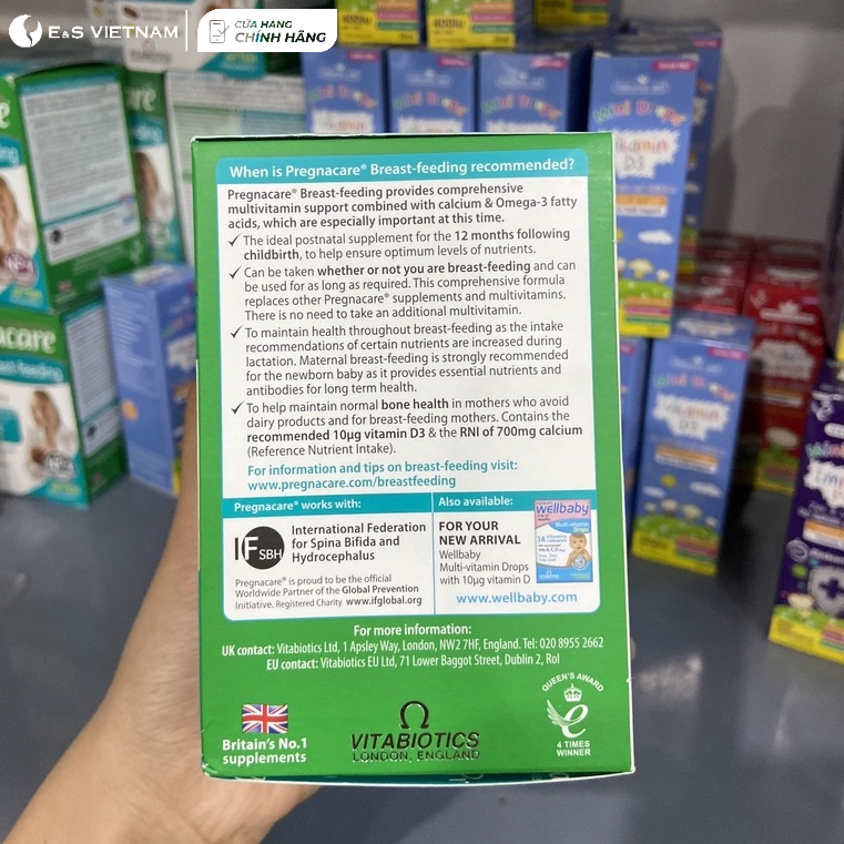 Vitamin Tổng Hợp cho mẹ Bổ Sung 20 loại vtm tổng hợp Hàm Lượng Cao giúp con Bú No, Khỏe Mạnh Pregnacare Breastfeeding