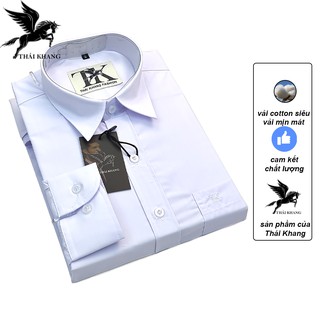 áo sơ mi nam dài tay trung niên trắng trơn vải cotton loại 1 mặc mát