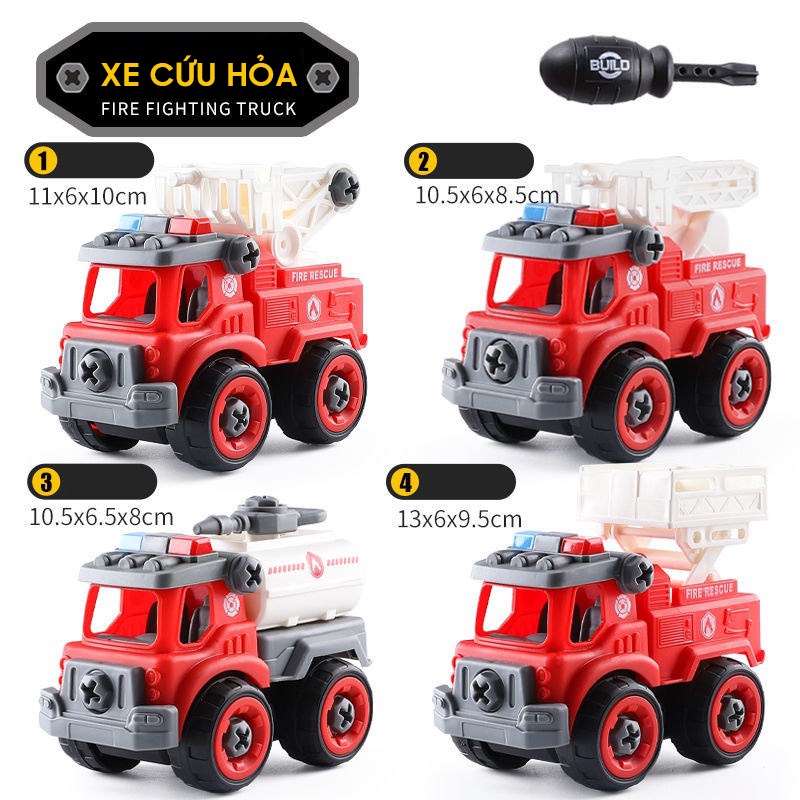 Xe đồ chơi cho bé xe ô tô lắp ráp cho trẻ với chủ đề xe công trường XDC19 KIDS GARDEN