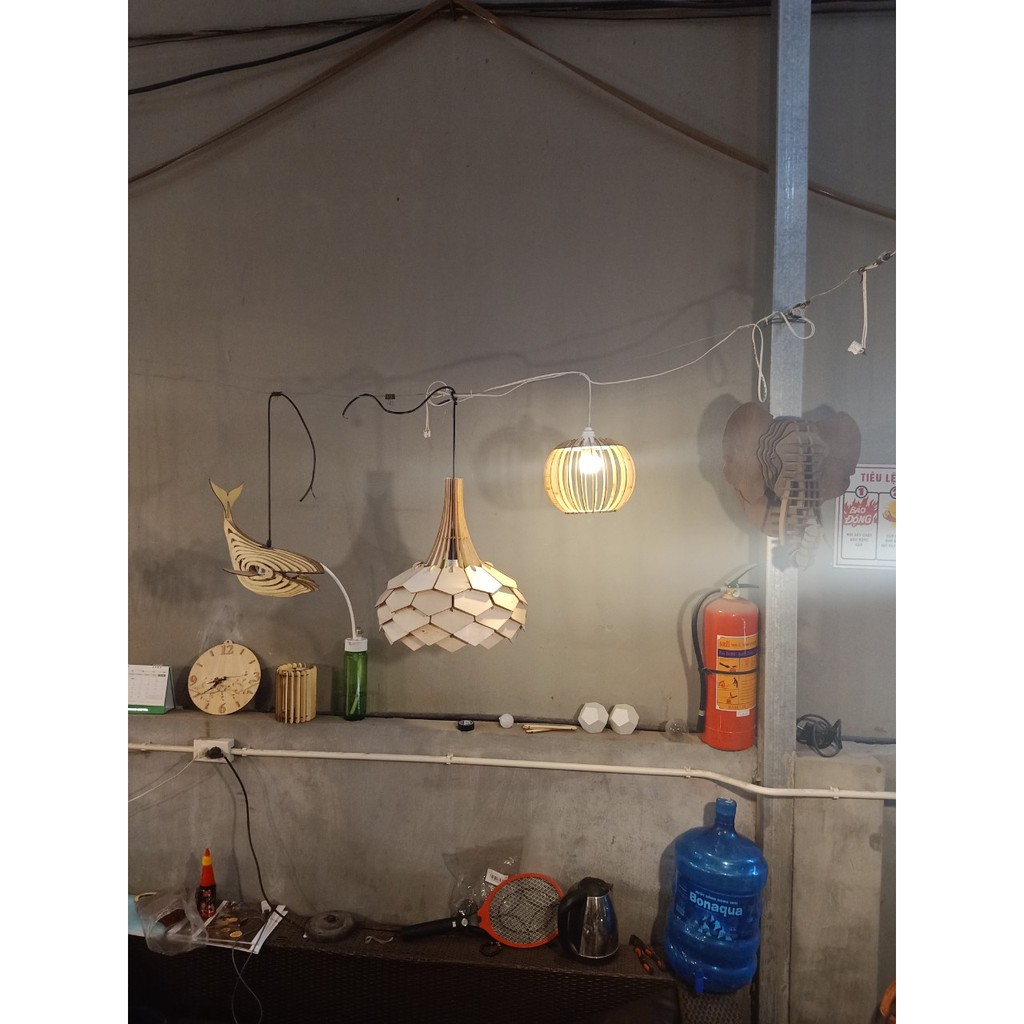 Đèn trần DIY dáng Hoa Lài trang trí nội thất, đèn gỗ trang trí nhà cửa