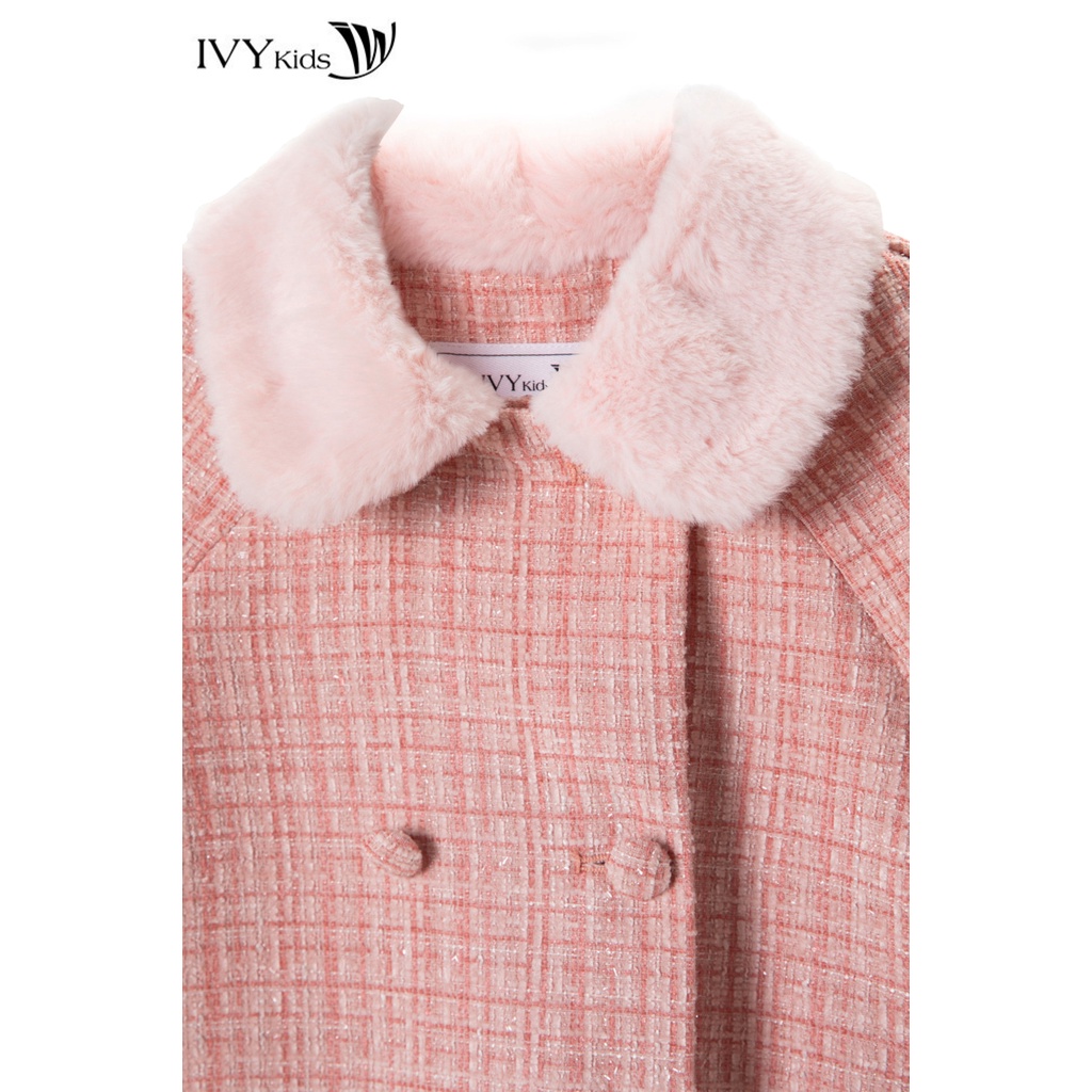 Áo khoác vải tweed dáng dài bé gái IVY moda MS 70G1118