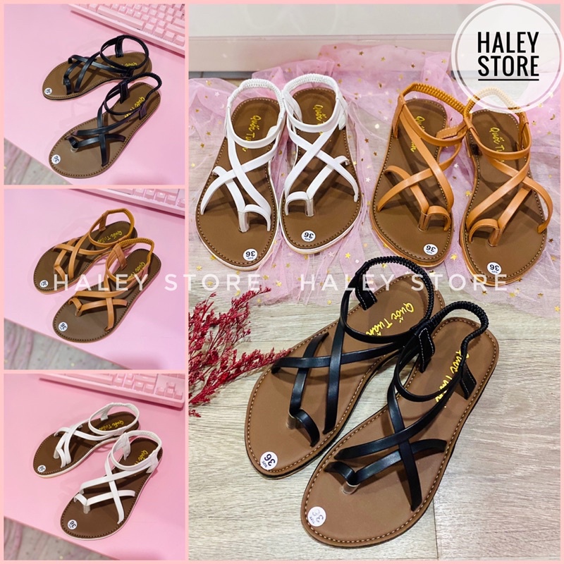 Giày sandal bệt nữ dây quai mảnh xỏ ngón quai hậu co giãn đi chơi đi học đi làm đi biển HALEY STORE