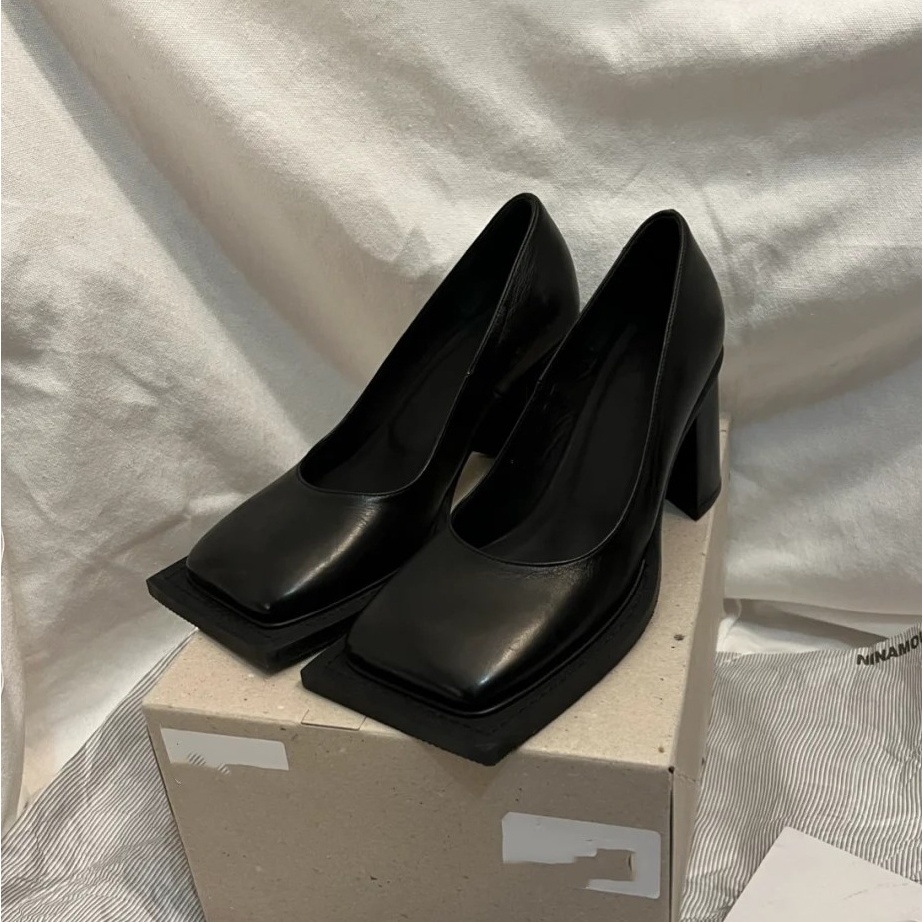 Giày Cao Gót Mũi Vuông Phong Cách Thời Trang Pháp Dành Cho Nữ