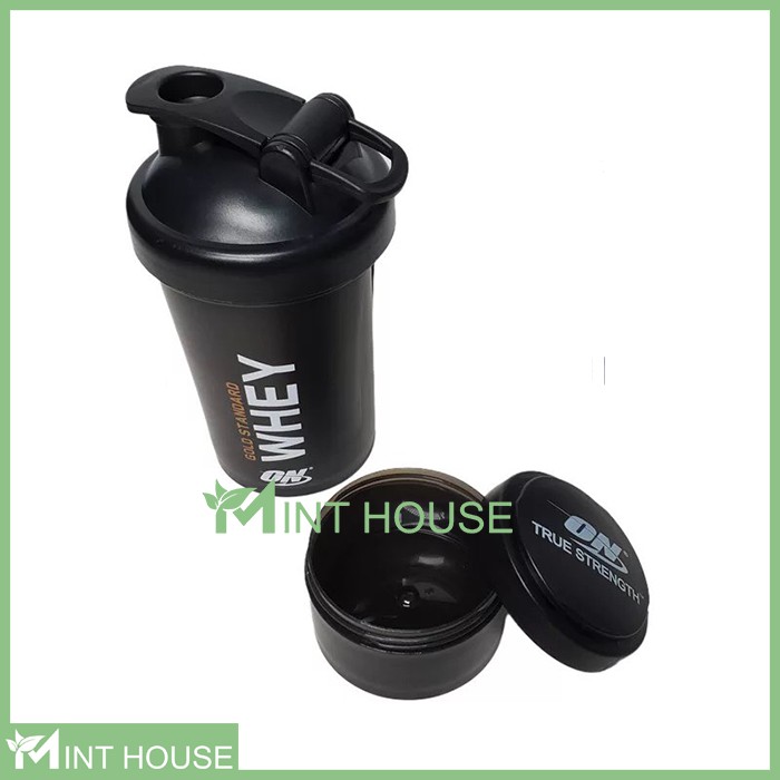 Bình lắc tập gym bình nước thể thao Shake bottle ON Gold Standard 2 ngăn