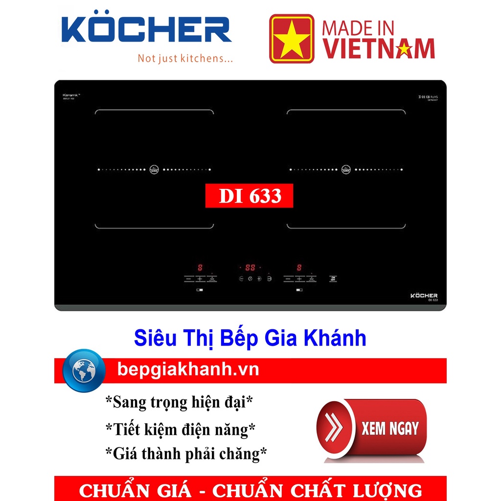 [HCM]Bếp từ đôi Kocher DI 633 lắp ráp Việt Nam