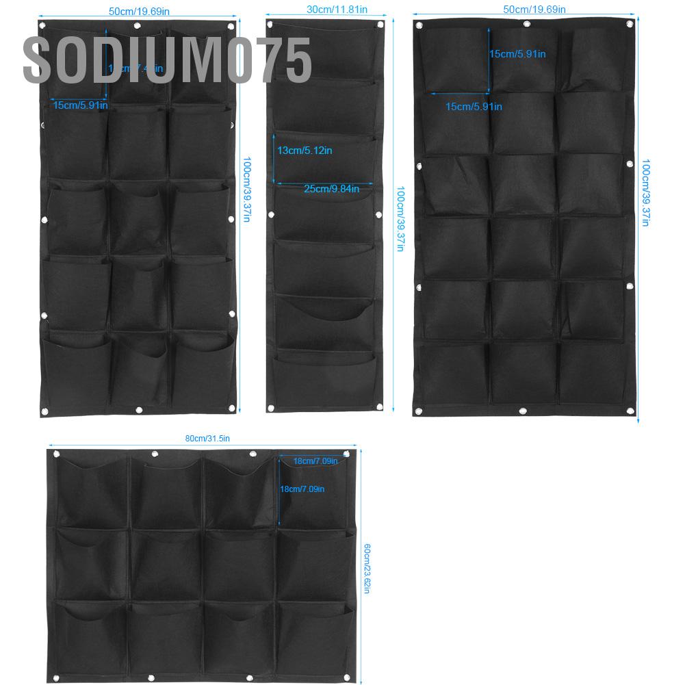 Sodium075 7/12/15/18 Pockets Planting Bag Garden Balcony Wall Vertical Flower Plants Hanging Planter