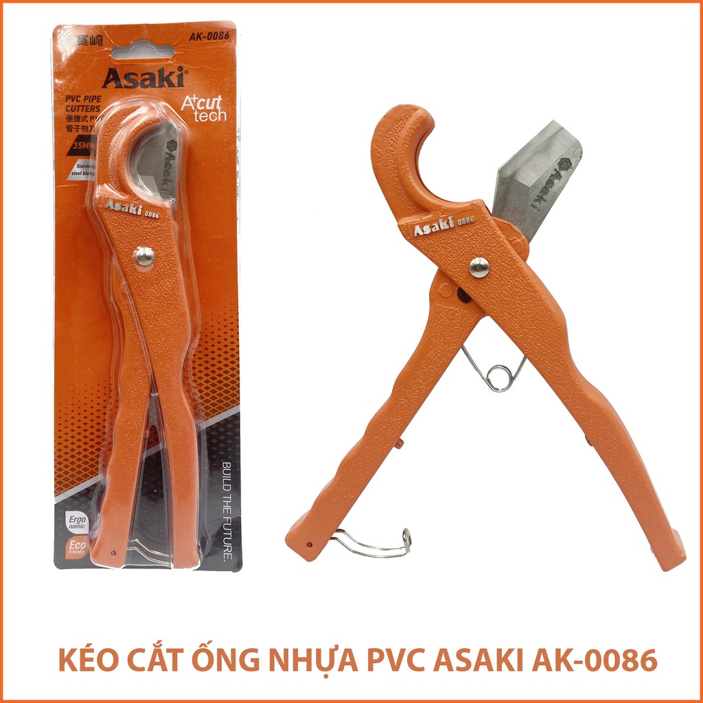 Kéo cắt ống nhựa ASAKI AK-0086 siêu bén độ mở tối đa 5cm, kéo cắt ống điện chuyên nghiệp được thợ điện tin dùng