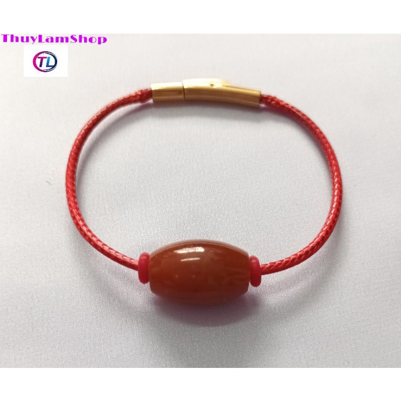 Vòng tay lu thống màu đỏ hanh thông tài lộc, đầu xuôi đuôi lọt khóa bấm cao cấp
