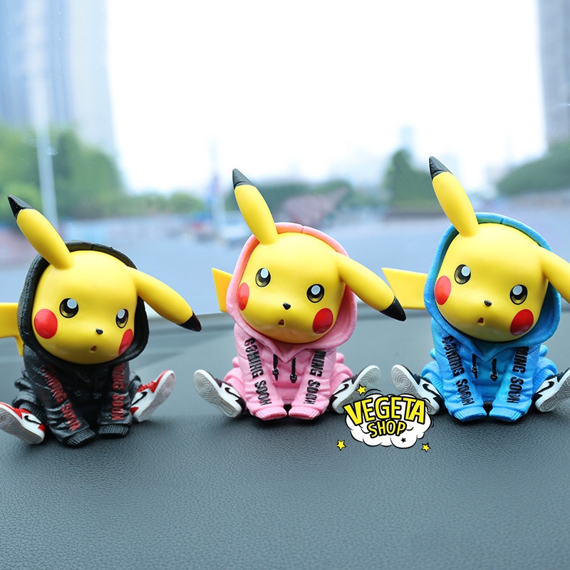 Mô hình Pikachu - Pikachu mặc áo Hoodie phong cách thời trang ngồi thời thượng dễ thương - Cao khoảng 12cm