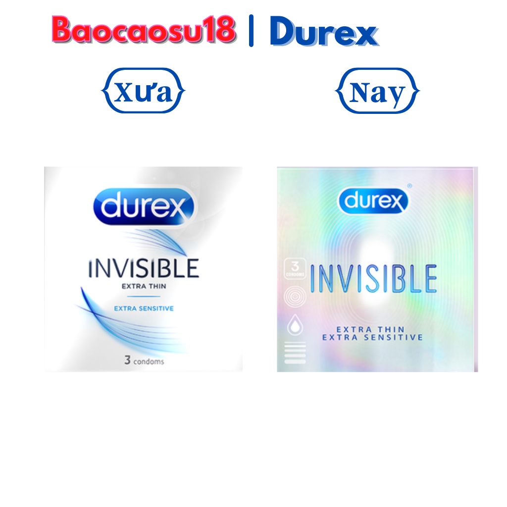 Durex Invisible Extra Thin 3s. Bao cao su Durex siêu mỏng, nhiều gel.