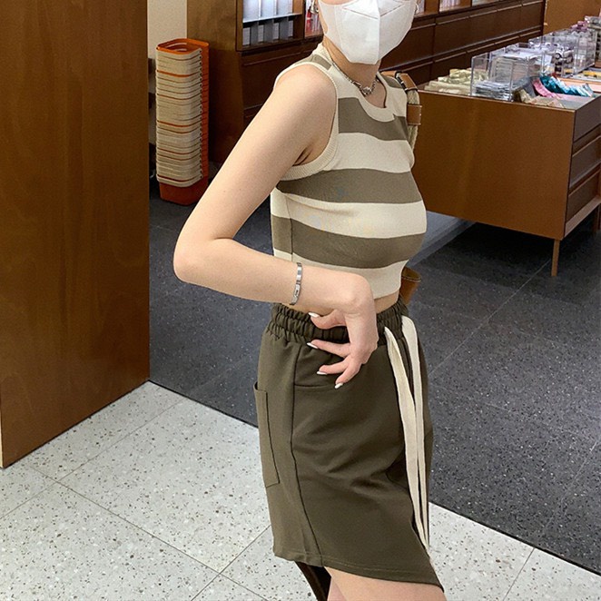 Áo len nữ dáng croptop 3 lỗ kẻ sọc chất đẹp co giãn hàng đẹp PANOSI - A642