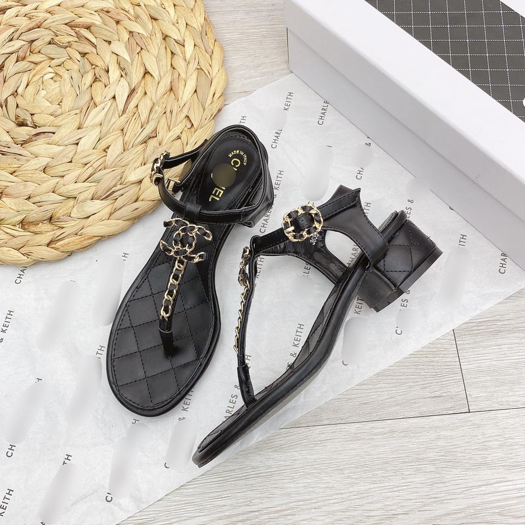 Sandal Nữ Dây Mảnh Đế Bệt - Giày Sandal Nữ Xỏ Ngón Chanel Quay xích Cực Xinh Cho Các Chị Em Dạo Phố, Đi Làm Điều Đẹp