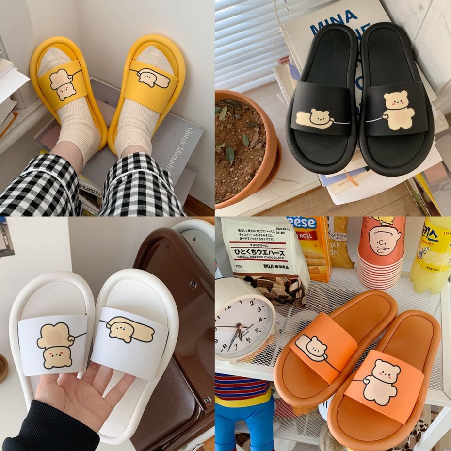 [HÀNG LOẠI 1] Dép ulzzang GẤU NẰM ƯỜN unisex chống trượt đi trong nhà đi chơi D11