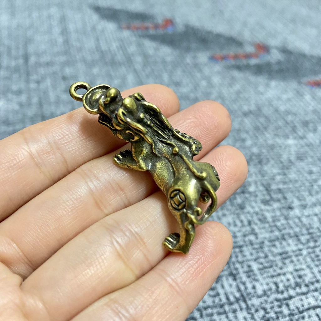Tượng đồng: Móc Khóa Tỳ Hươu Ngậm Tiền - Ngậm Vàng - Đem Lại May Mắn Tài Lộc, Vật Phẩm Phong Thủy, Làm Quà tặng