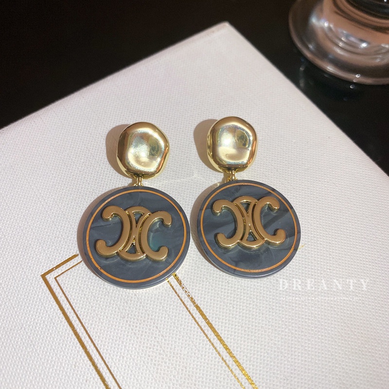 Bông Tai Hình Tròn Họa Tiết Chữ Bằng Bạc Thời Trang Cao Cấp Cho Nữ