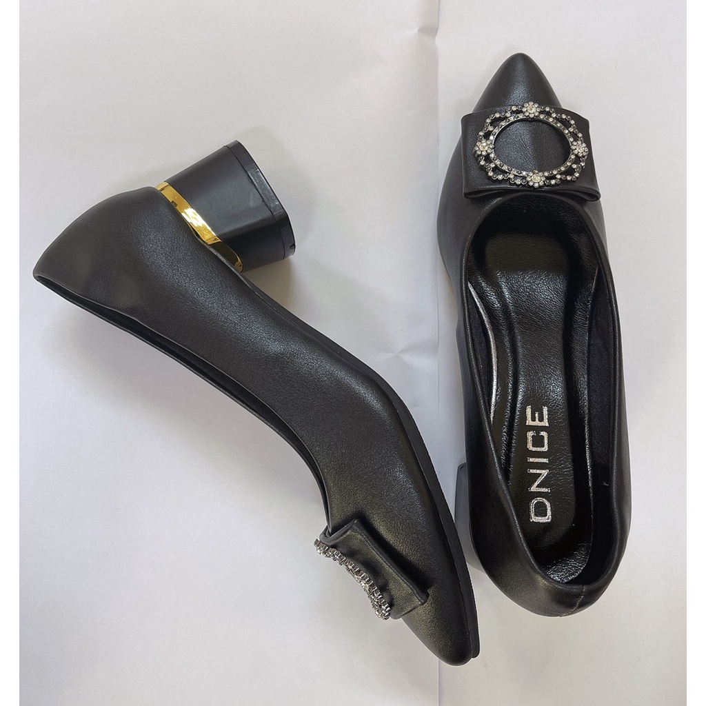 Giày cao gót 3 phân gót vuông thời trang đính đá