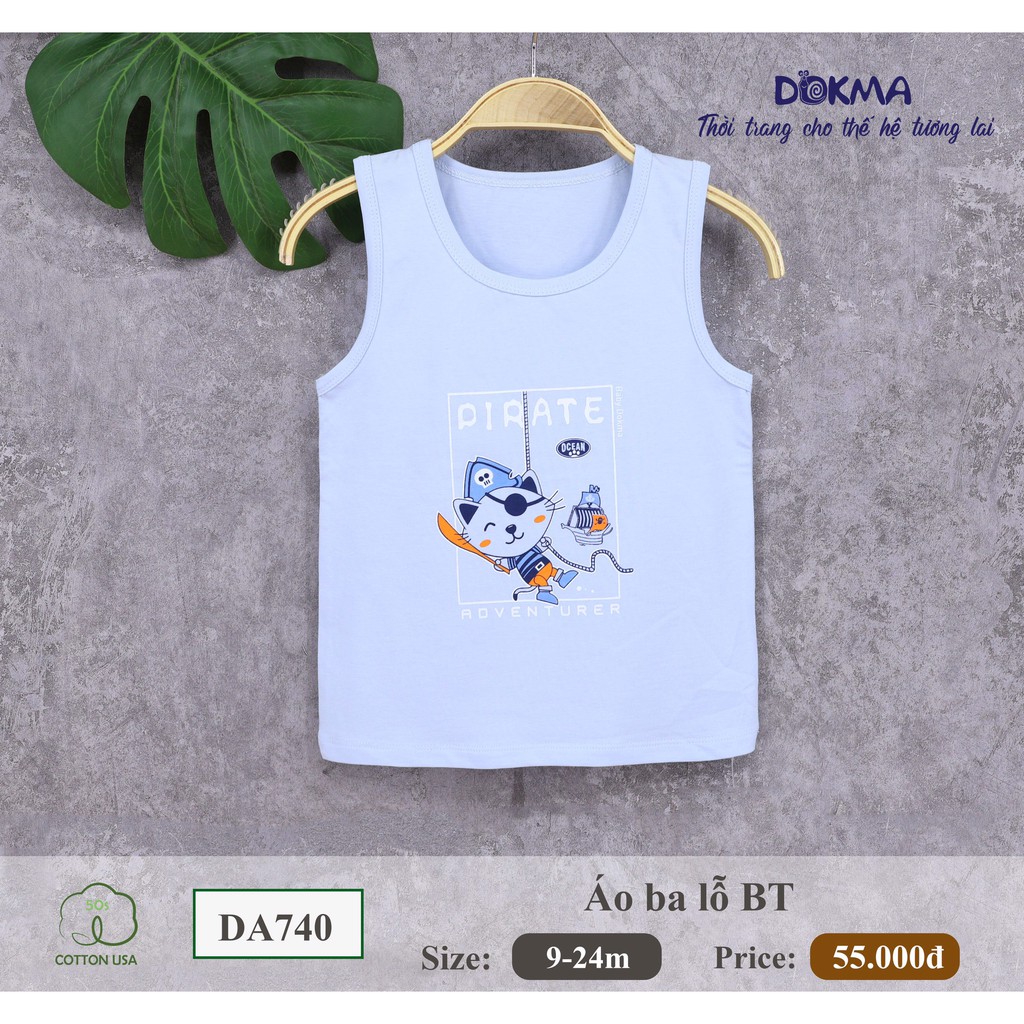 (6-24M) Áo ba lỗ/áo sát nách vải cotton cho bé - DOKMA