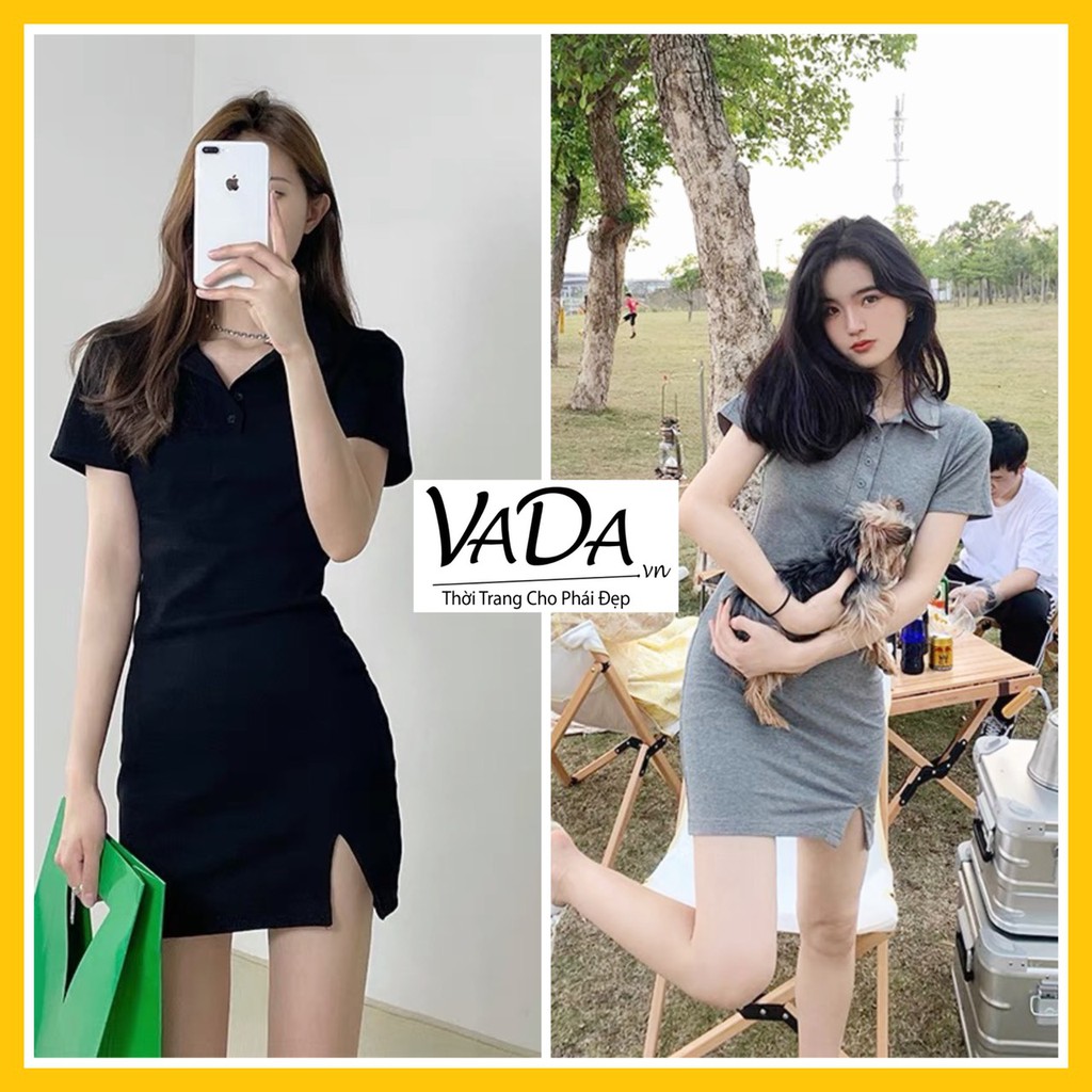 Đầm Thun Body POLO cổ sơ mi 2 màu chất Thun xuất dư ôm thoải mái siêu tôn dáng-Thời Trang VADA (Đ62) | BigBuy360 - bigbuy360.vn