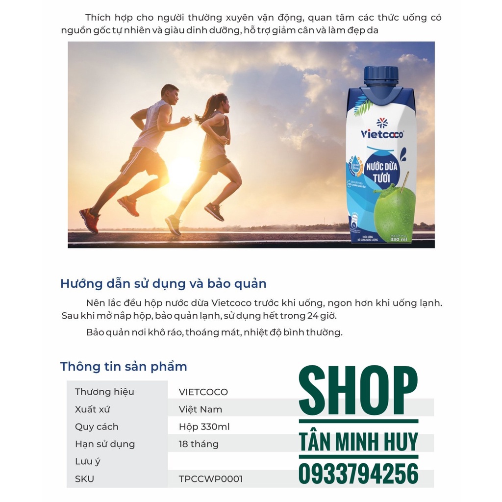 Nước Dừa Tươi VietCoco Hộp 330ml