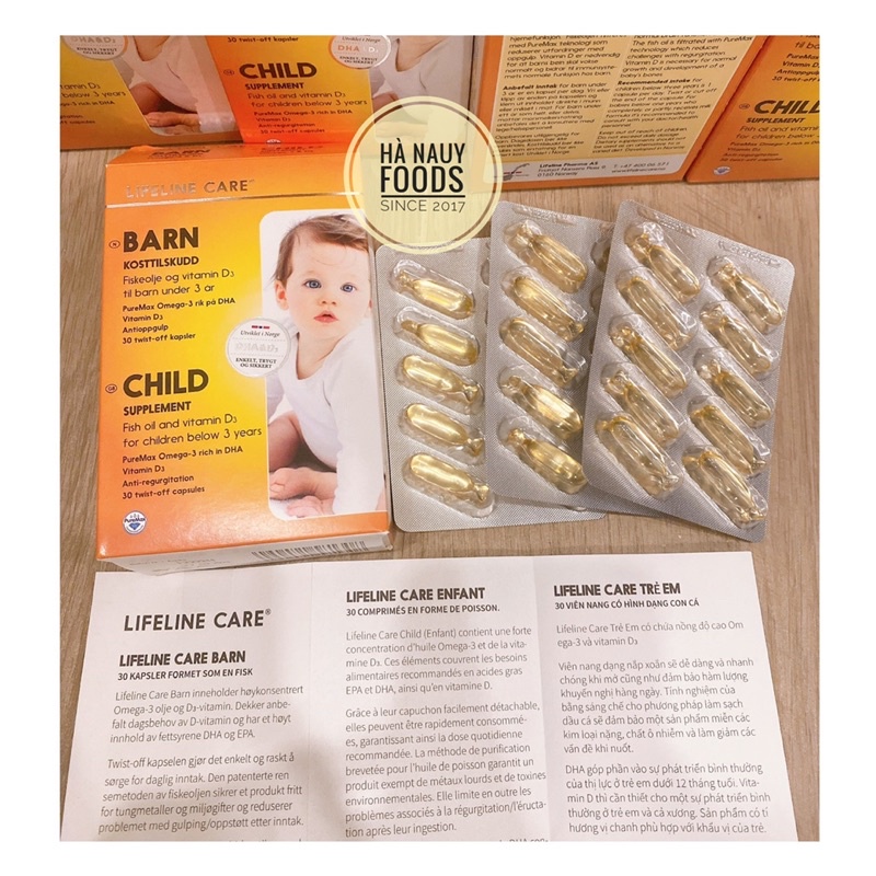 Dầu Cá Kim Cương DHA Vitamin D LIFELINE CARE Nội Địa NAUY