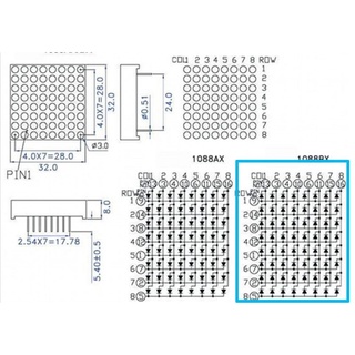 LED ma trận 8x8 Anode chung màu đỏ 3mm
