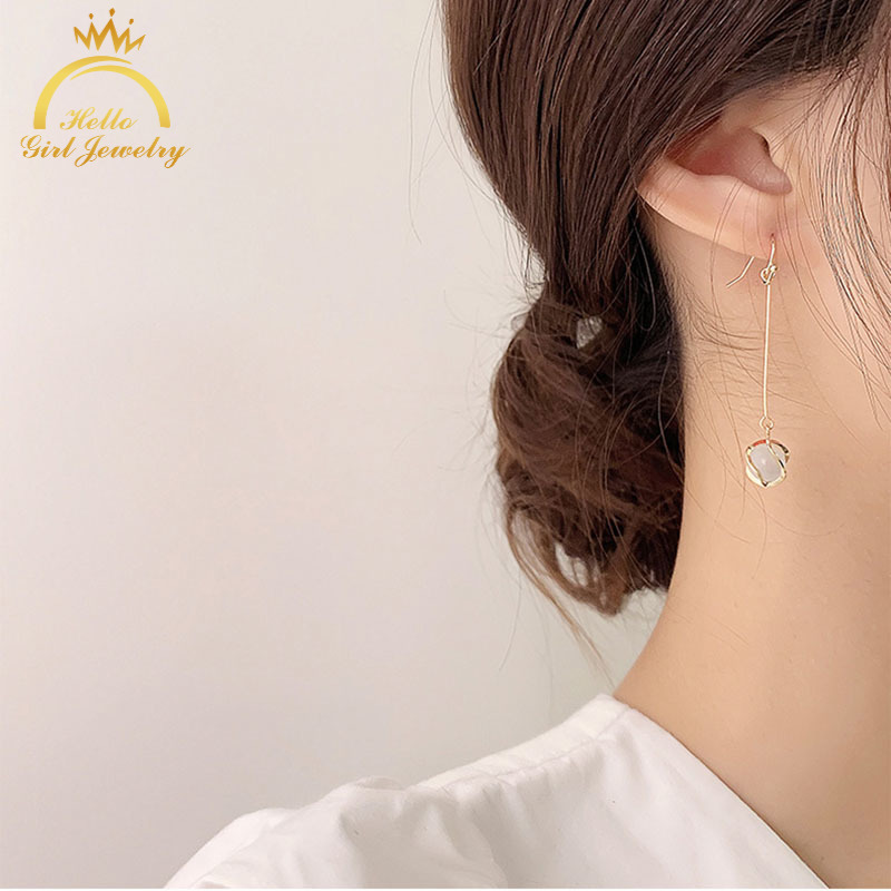 Hoa Tai Dáng Dài Phối Đá Opal Thời Trang Mới Cho Nữ