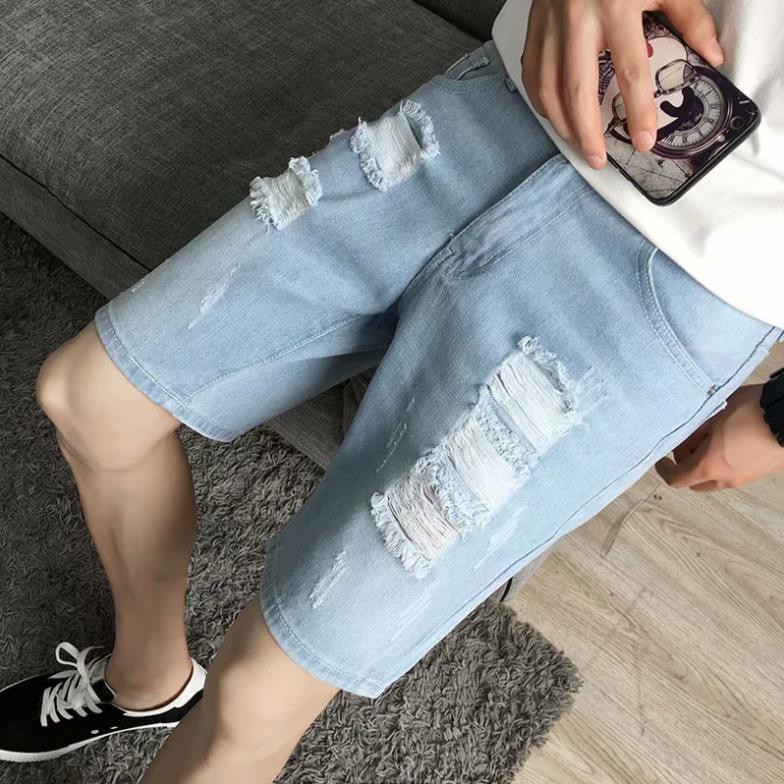 Quần short jean denim nam họa tiết rách thời trang mùa hè 😘