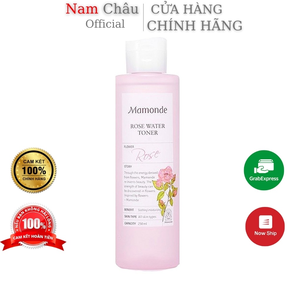 [Quà tặng 1C Khẩu Trang] Nước hoa hồng Mamonde Rose Water Toner cấp ẩm, làm mềm mịn da 250ml NPP Nam Châu