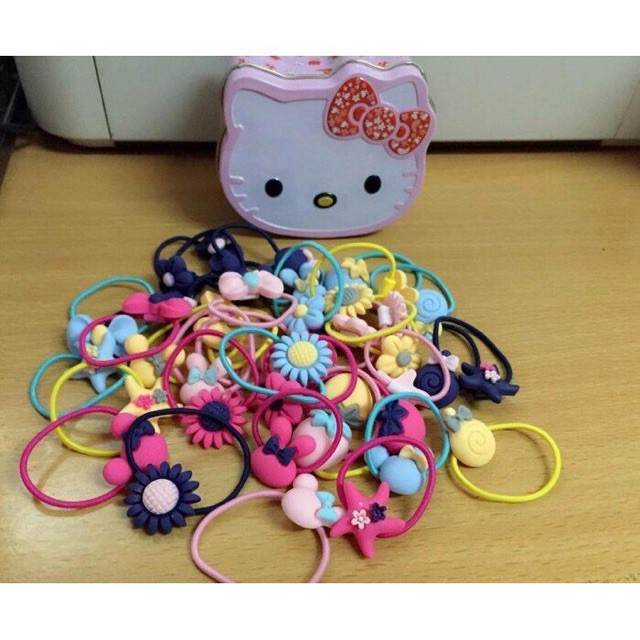 Sẵn hàng Hộp 40 dây buộc tóc cho bé hình hello kitty