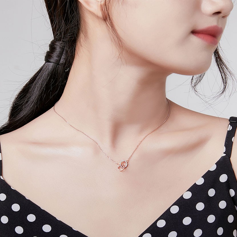 Dây chuyền bạc Ý s925 nhẫn đôi cá tính D5803 - AROCH Jewelry