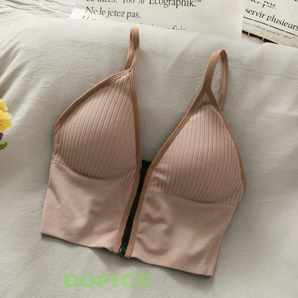 Áo bra nữ tập gym thể thao yoga 2 dây đẹp , áo lót nữ không gọng khóa kéo trước nâng ngực DOPICO  B3309