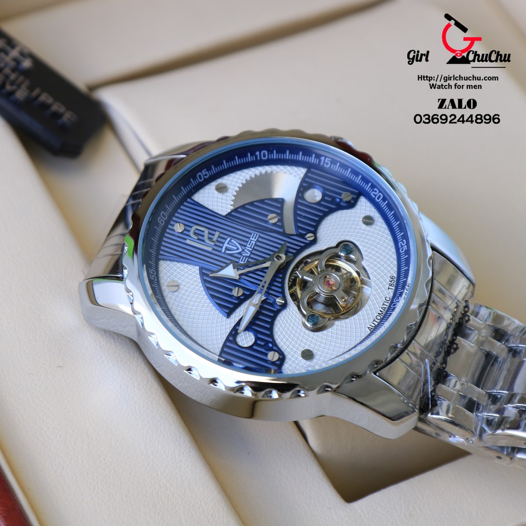 Đồng hồ nam Tevise cơ tự động thiết kế mặt màu xanh phong cách cá tính, dòng máy cơ cực bền bỉ