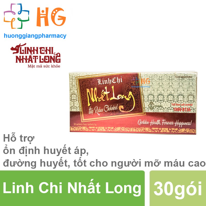 Trà Linh Chi Nhất Long - Hỗ trợ ổn định đường huyết, ổn định huyết áp, giảm mỡ máu (Hộp 30 gói)