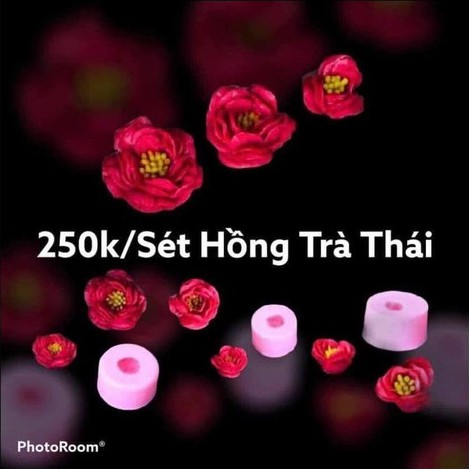 Khuôn silicon hoa Hồng Trà (3 bông - khuôn Thái) làm bánh rau câu 4D