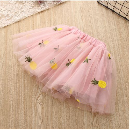 Váy bé gái cộc tay mẫu thêu trái thơm nhiều màu Hạ Băng Designs 2-8 tuổi 13-27kg