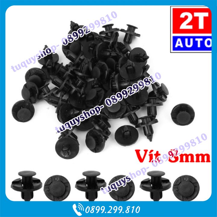 Bộ combo 10  chốt Nhựa 8mm Loại nẫy bấm chuyên dùng cho ô tô xe hơi - đường kính lỗ vít 8mm, SKU:121