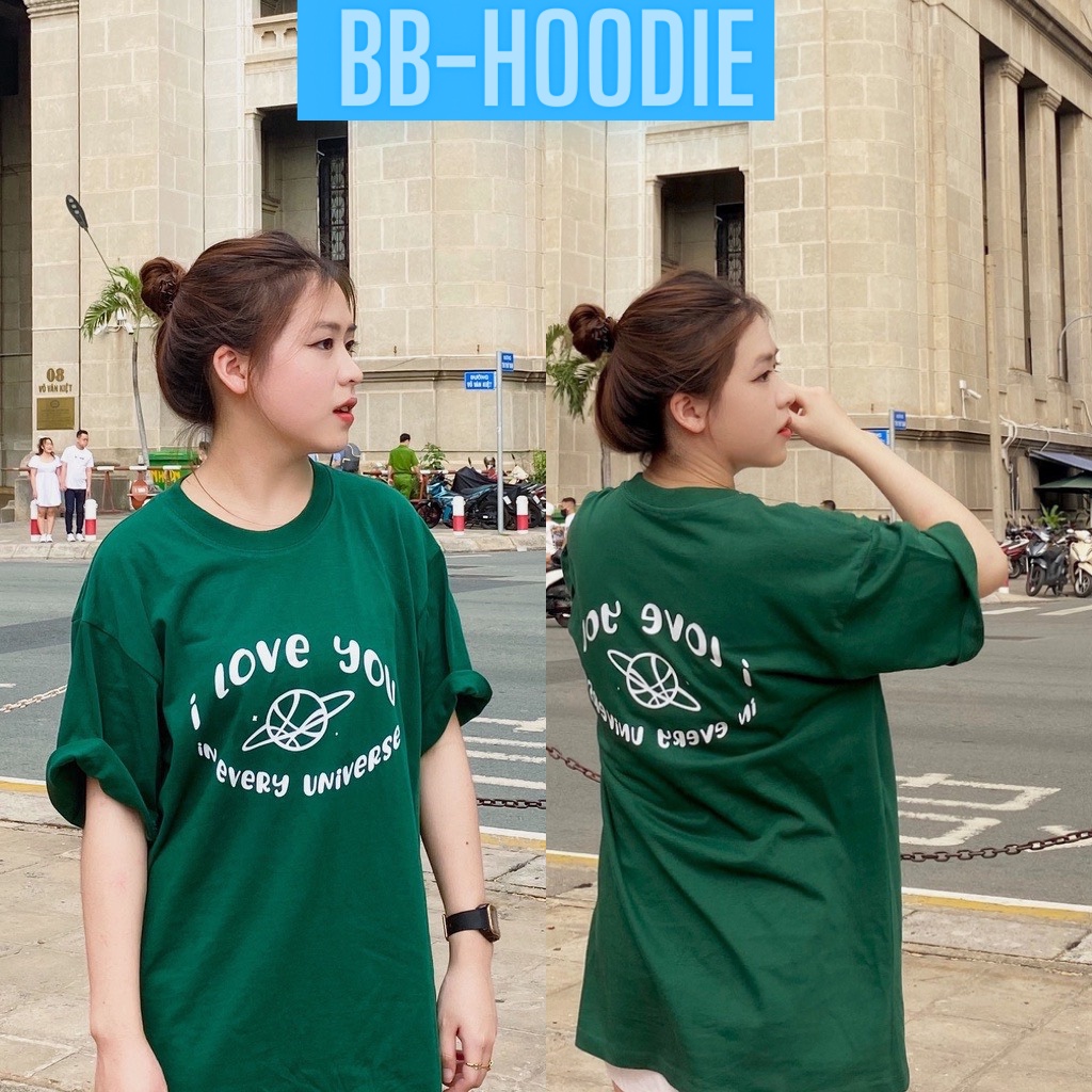 [ XANH HÓT ]  ÁO THUN TAY LỠ FORM RÔNG NỮ I LOVE YOU HAI MẶC TRƯỚC SAU CỰC ĐẸP