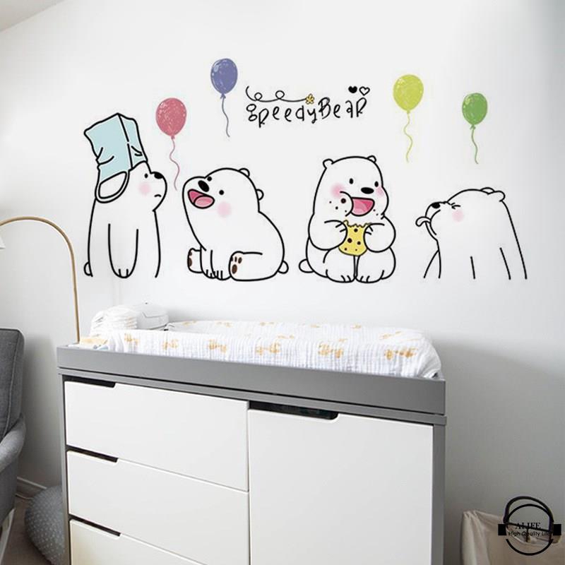 Sticker dán tường hình gấu hoạt hình dễ thương trang trí nhà cửa | BigBuy360 - bigbuy360.vn