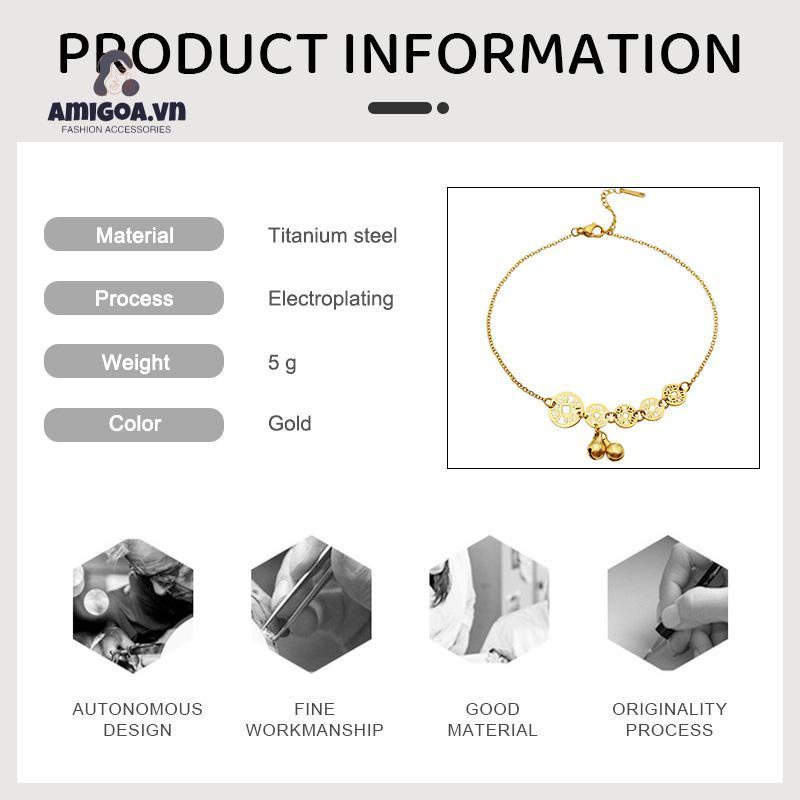 ✨✨Lắc Chân Bằng Thép Titan Mạ Vàng 18K Mặt Hình Đồng Xu Thời Trang
