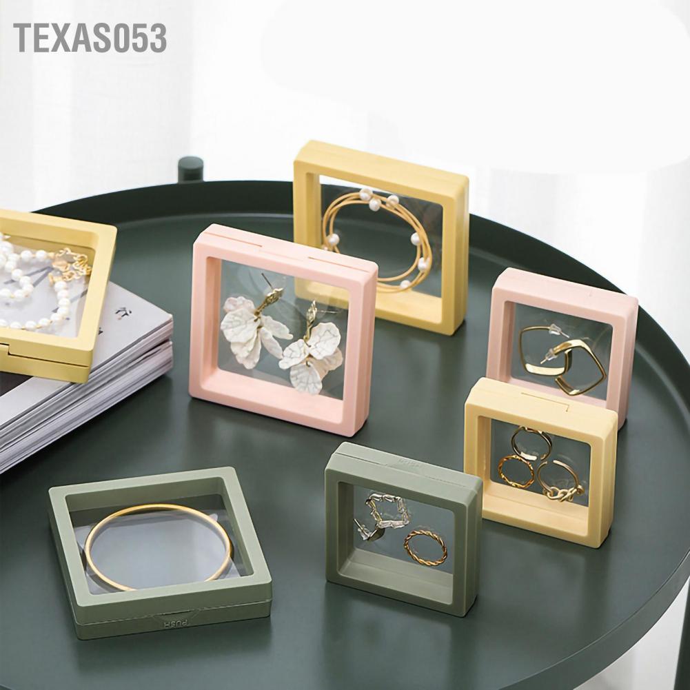 Hàng HOT Hộp đựng đồ trang sức phim PE trong suốt Khung nổi hiển thị Hoa tai 11x11CM【Texas053】
