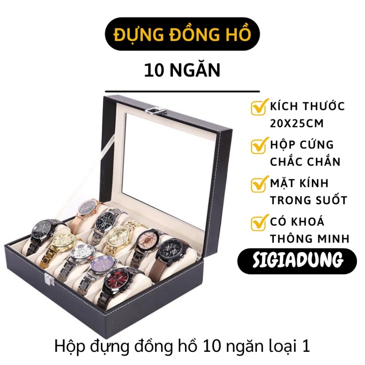 GIÁ SỈ Hộp đựng đồng hồ 10 ngăn tiện lợi, các thanh ngăn dễ dàng lấy ra để vệ sinh,lau chùi hộp 8748